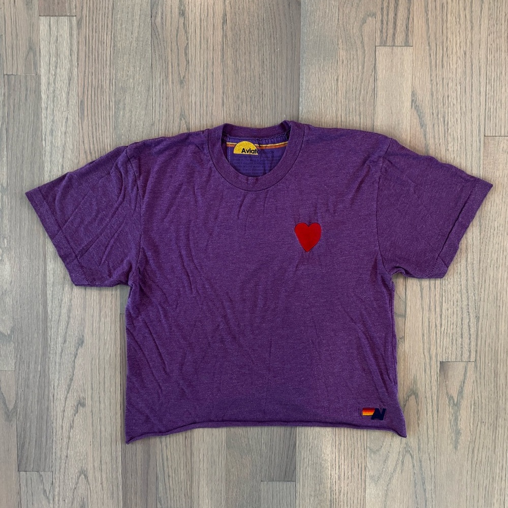 Aviator Nation Heart Embroidery Boyfriend Tee